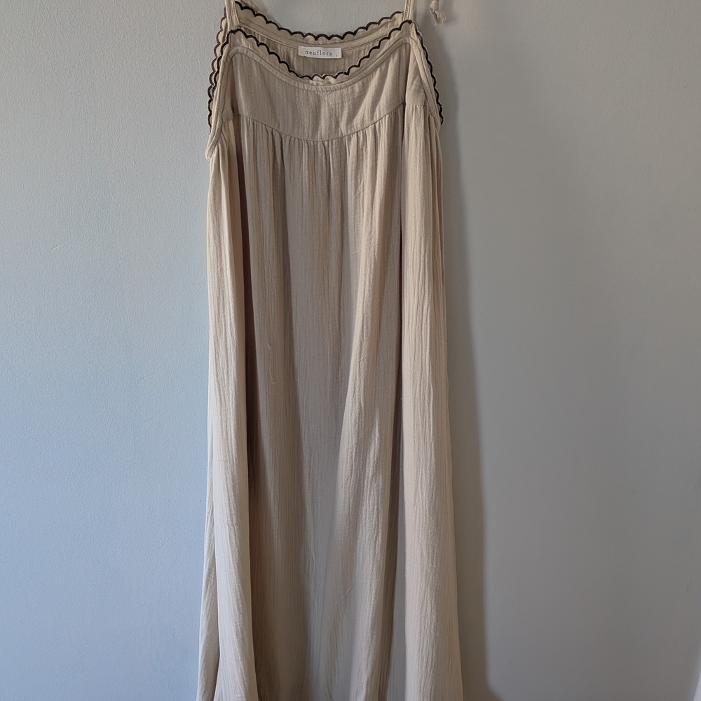 Neuflora Maxi Dress with Scalloped Trim Cotton